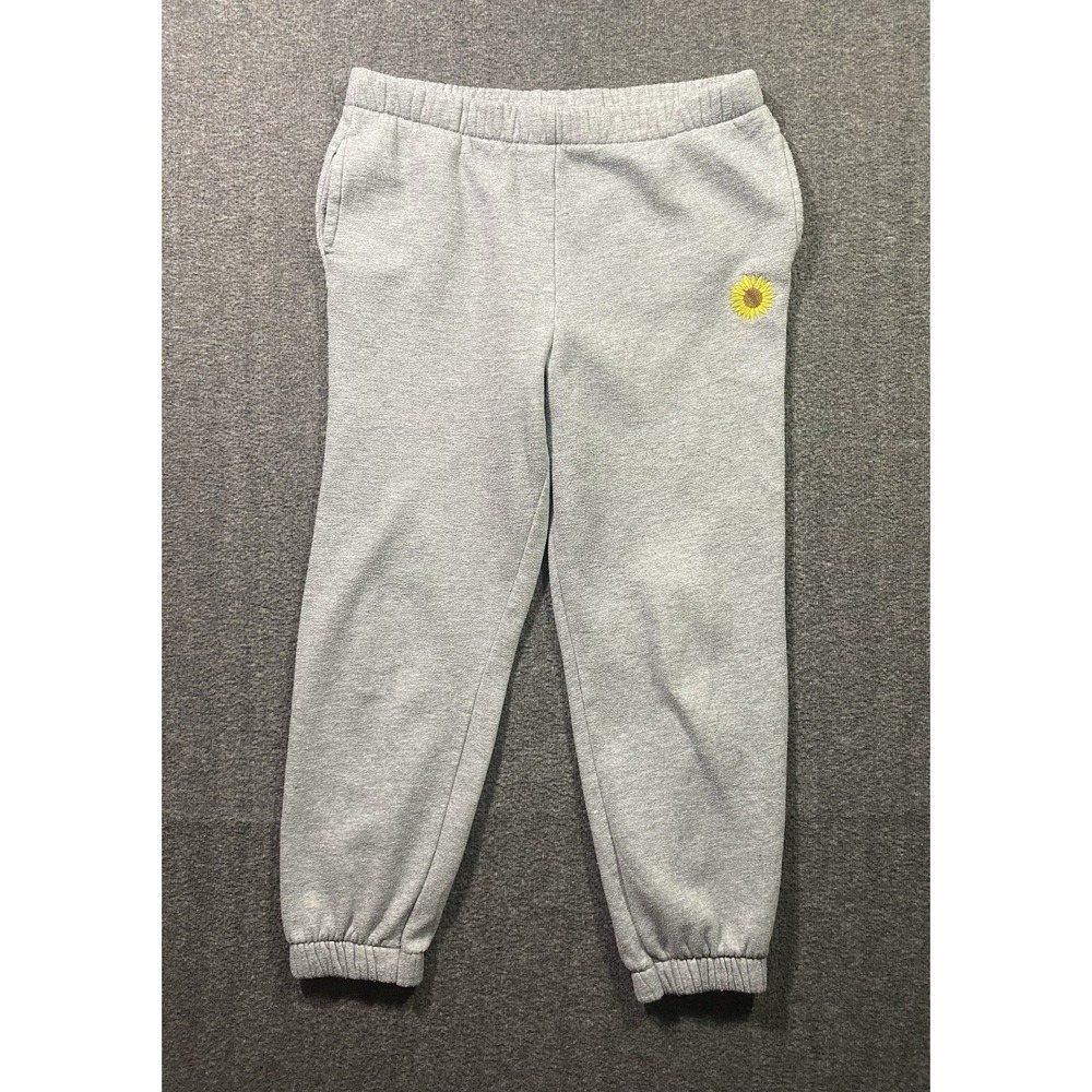 Derek Heart Sweatpants Women Gray Elastic Waist Tappered Size M